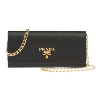 PRADA Saffiano Leather Shoulder Bag Women's Black