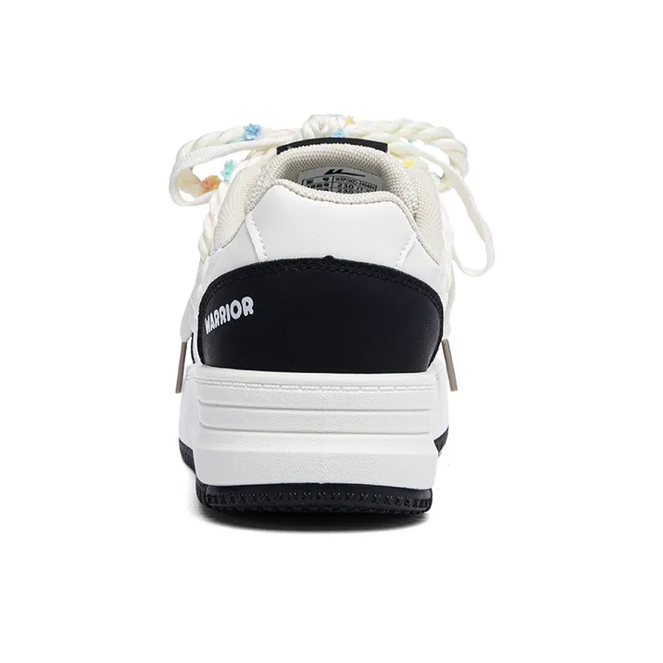 Warrior Abrasion Resistant Height Increasing Low Top Skateboard Shoes Women's Beige Black-3