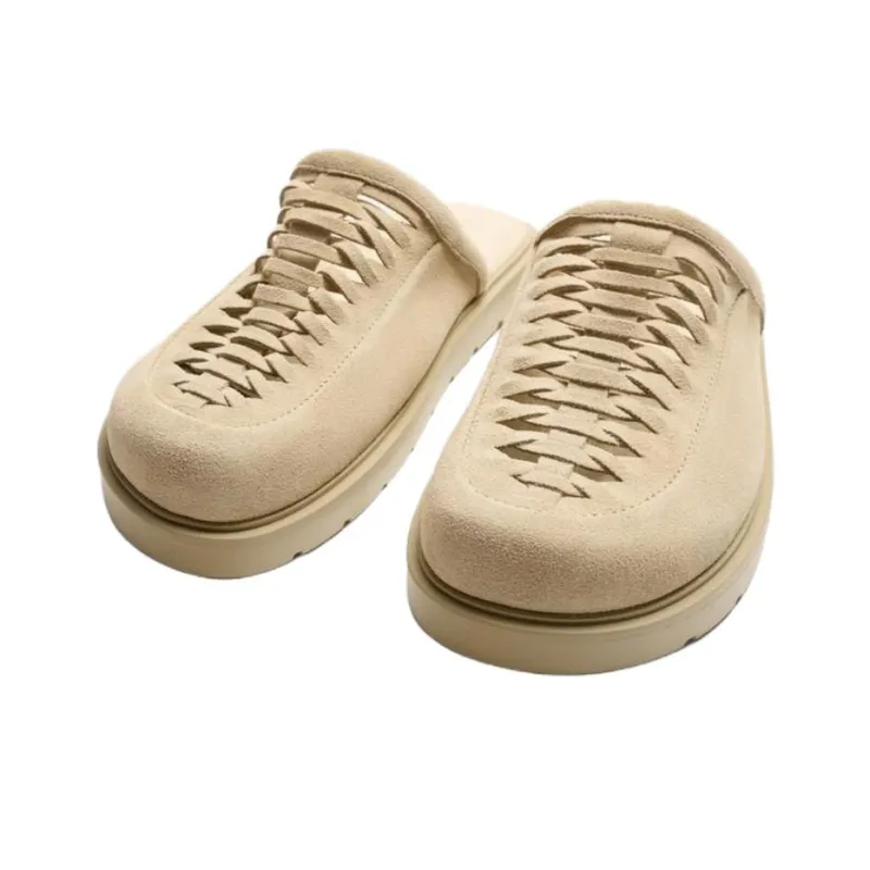 ZARA Abrasion Resistant Closed Toe Slippers Men's Beige-2