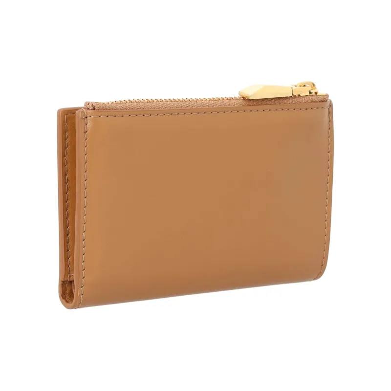BALLY Cow Leather Money Clip Card Holder Women's Brown-1