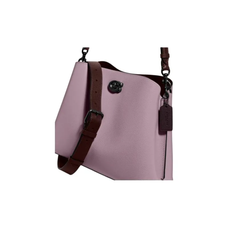 COACH Pebbled Leather Bucket Bags Shoulder Bags Women's Ice Purple-4