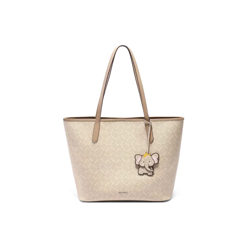 BELLE Vintage Monogram Versatile Commute Everyday Premium Shoulder Bag Tubas Women's White/Apricot-4