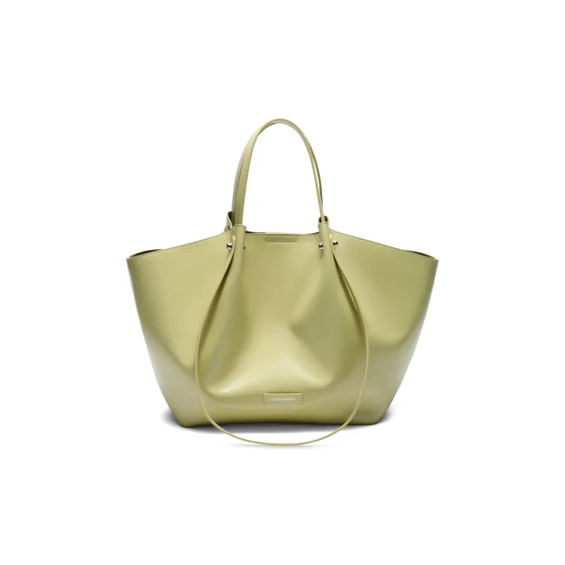 BELLE Artificial Leather Handbag Women's Ecru/Mustard Green-4