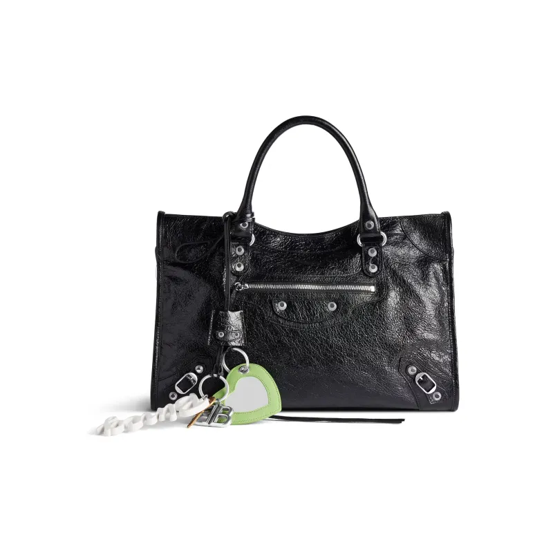 Balenciaga Le City Lambskin Bag Accessory Women's Black & Green-2