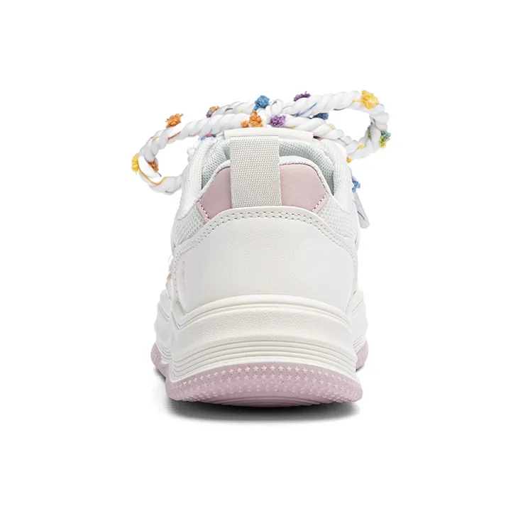 Warrior Anti Slip Wear Resistant Low Top Skateboard Shoes Women's Beige Pink-3