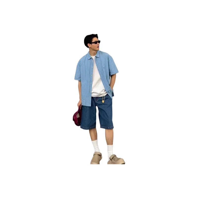 PVPVPV Denim Shorts Unisex Dark Blue-0