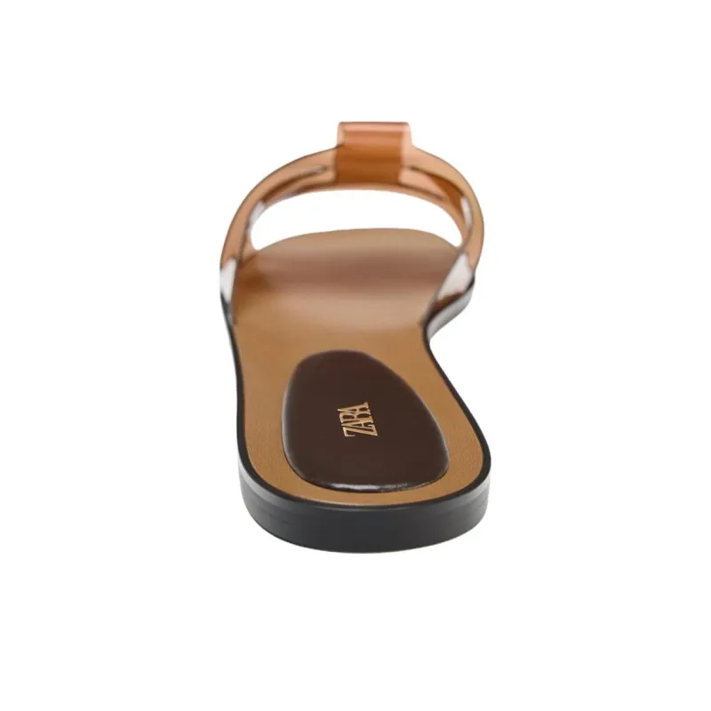 ZARA PU Polyurethane Abrasion Resistant Slide Slippers Women's Beige-4