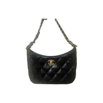 CHANEL Diamond Pattern Shoulder Bag Women's Black