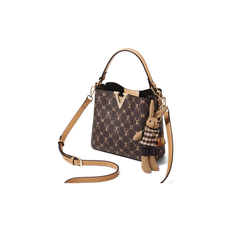 FOXER Synthetic Leather Handbag Women's Coffee-0