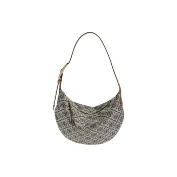 TORY BURCH T Monogram Fabric Crescent Bag Shoulder Bag Trumpets Women's Marine Blue