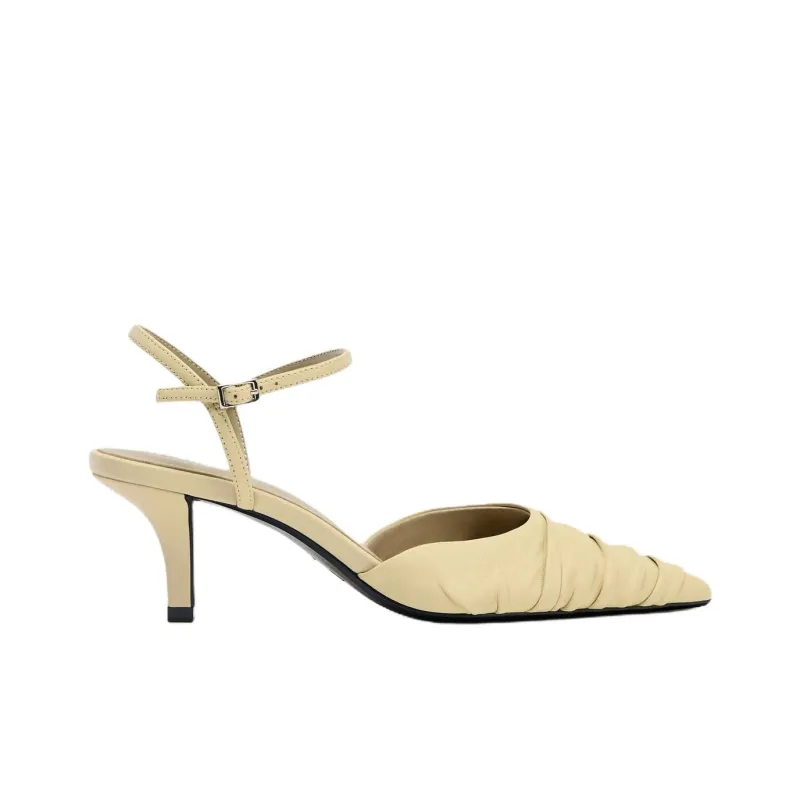 ZARA Slim Heel High Heels 6cm Women's Light Yellow-1