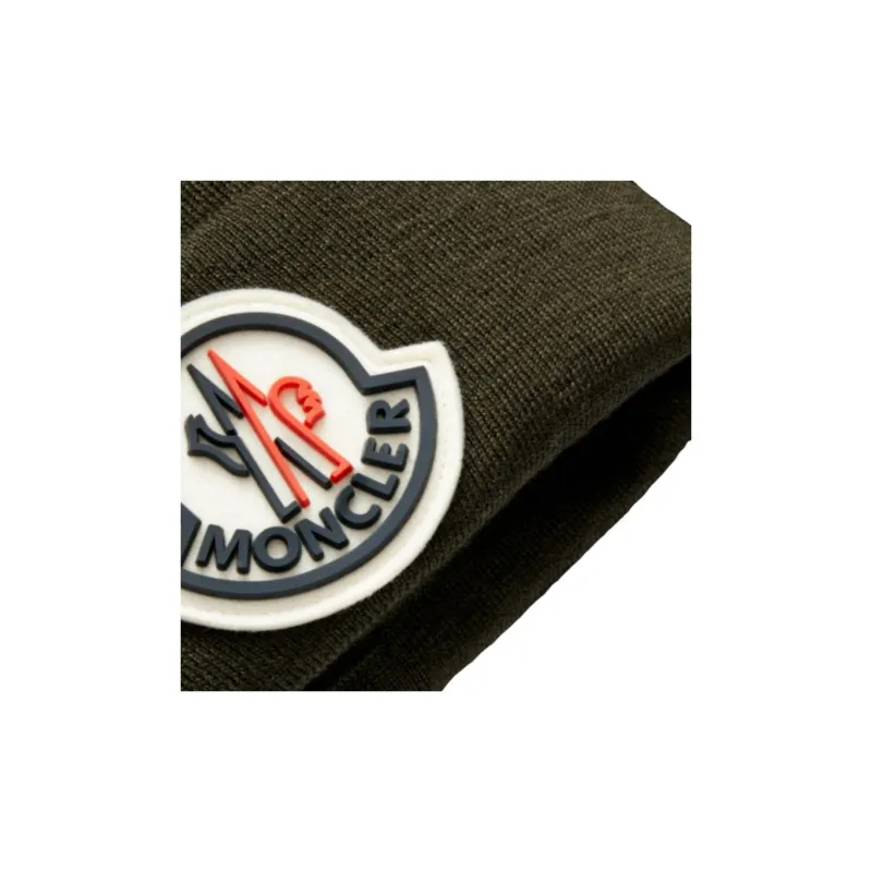 Moncler 100% Pure Wool Beanies Men's Dark Green-2