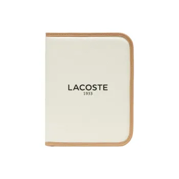LACOSTE Cotton Pencil Case Travel Storage Bag Women's White