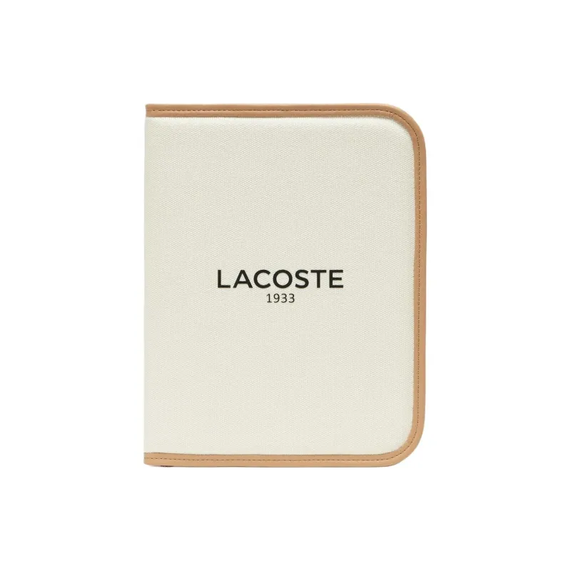LACOSTE Cotton Pencil Case Travel Storage Bag Women's White-0