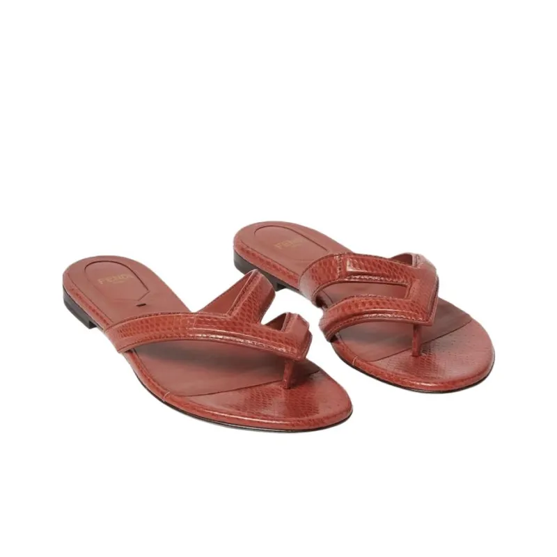 FENDI Slip Resistant Flip Flops Women's Red-3