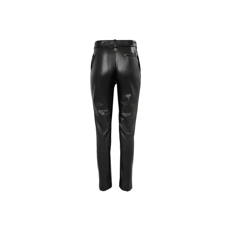 TWINSET MILANO Leather Pants Women's Black-1