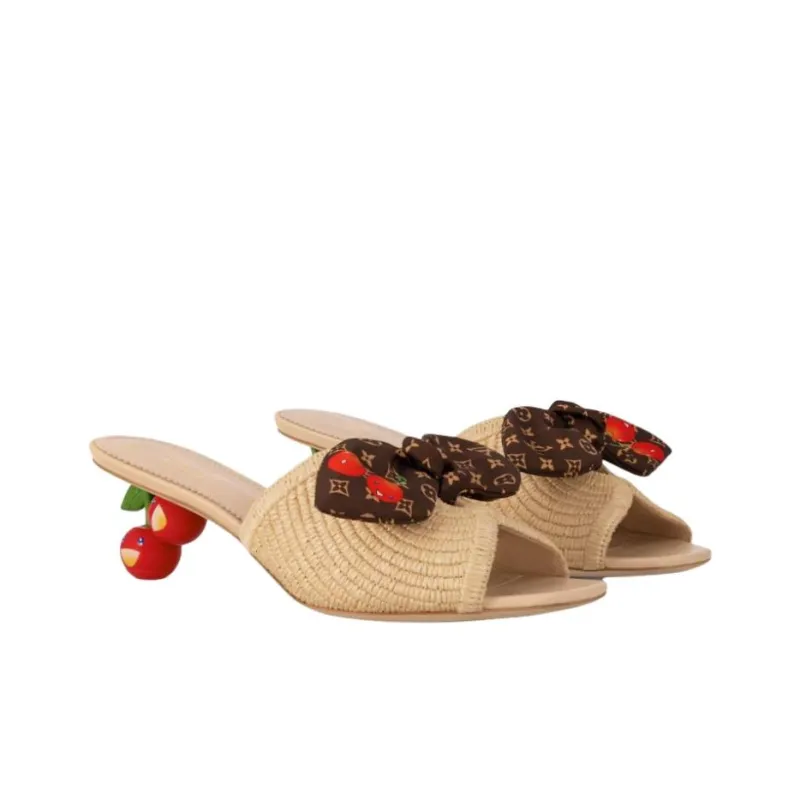 Takashi Murakami x LOUIS VUITTON Quiet Slide Slippers Women's Beige-2