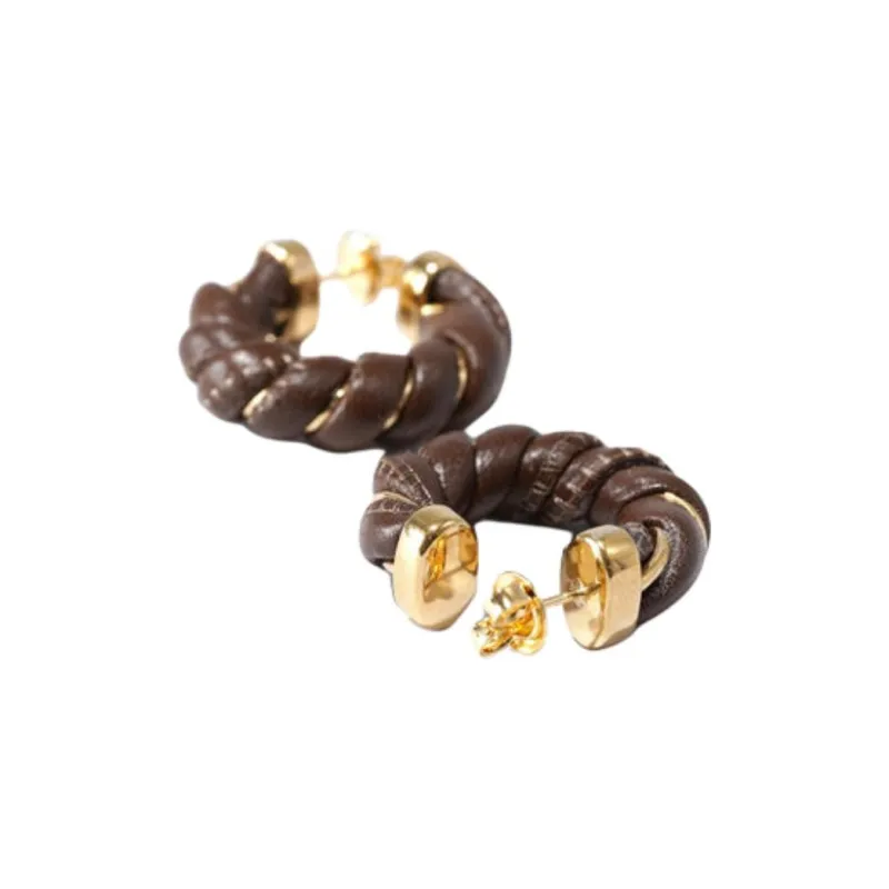 Bottega Veneta Silver Earrings Women's Brown-1