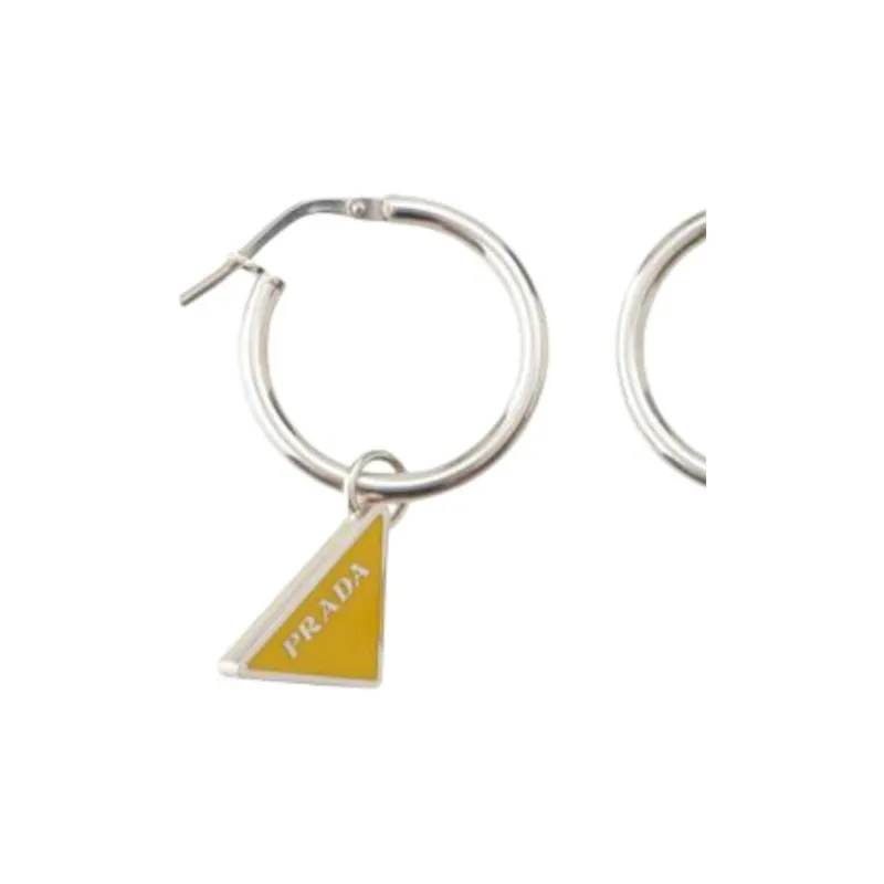 PRADA 925 Sterling Silver Earrings Women's Yellow-2