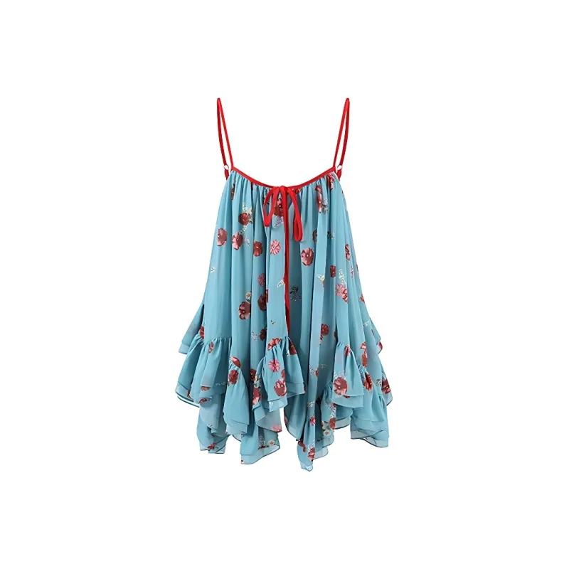 MTHE Slip Dresses Women's Blue Floral-0