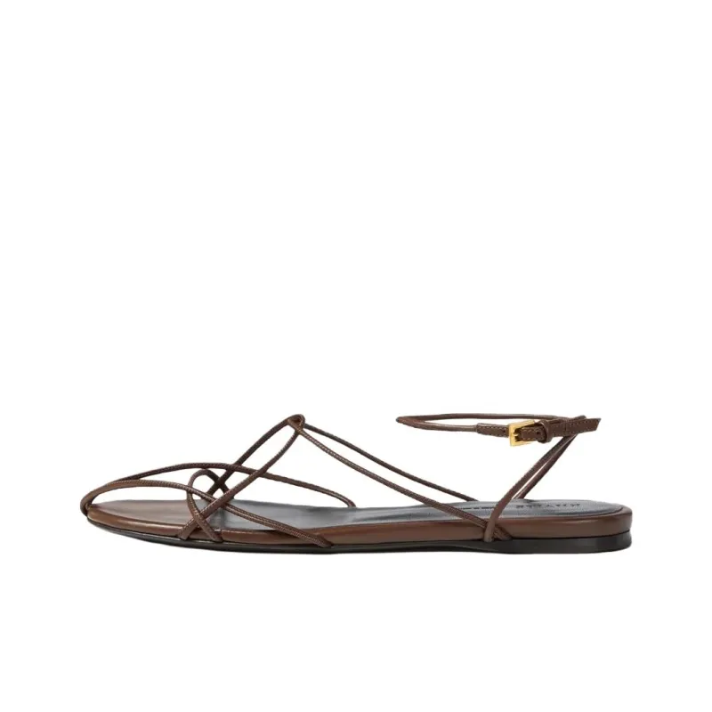 KHAITE Loulou One Strap Sandals Women's Brown-0