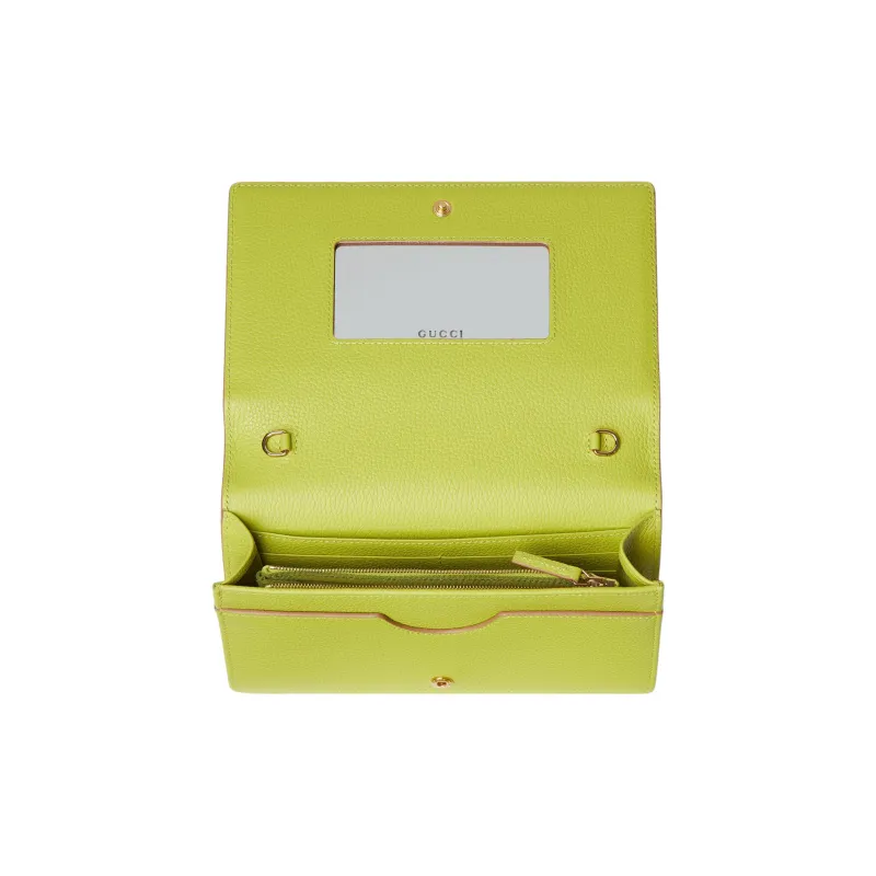GUCCI GG Marmont Leather Shoulder Bag, Crossbody Bag, Wallet Women's Beige & Bright Green-4