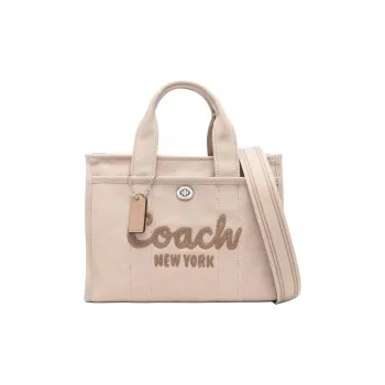COACH Cargo Cotton And Canvas Tote Bag, Shopping Bag, Shoulder Bag, Handbag Medium Size Women's Neutral Color