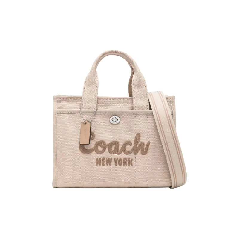 COACH Cargo Cotton And Canvas Tote Bag, Shopping Bag, Shoulder Bag, Handbag Medium Size Women's Neutral Color-0