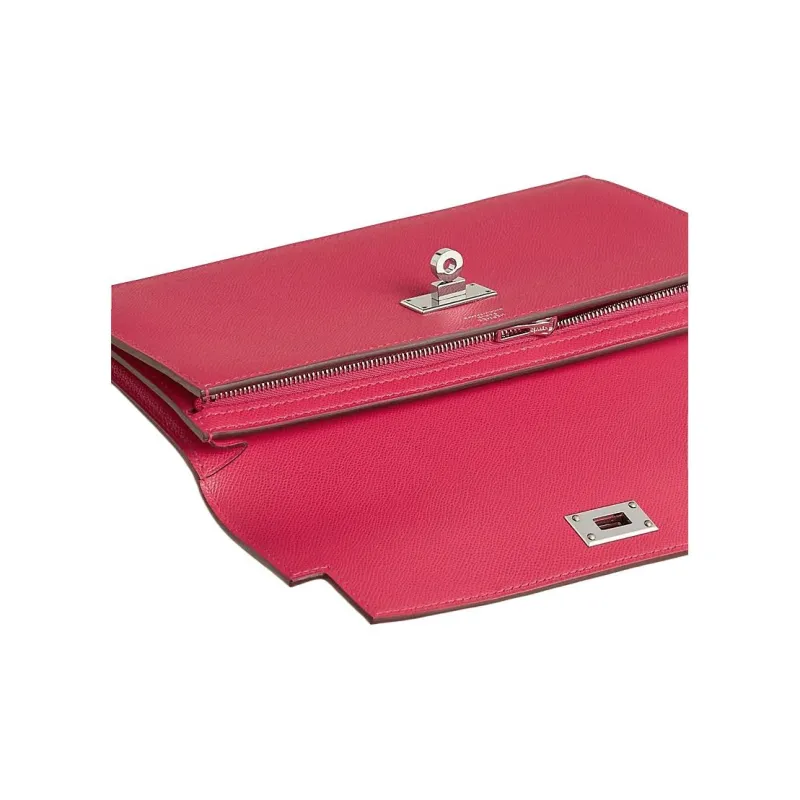 HERMES Kelly Pocket Madame Calfskin Clutch Wallet Women's Ultimate Pink-1