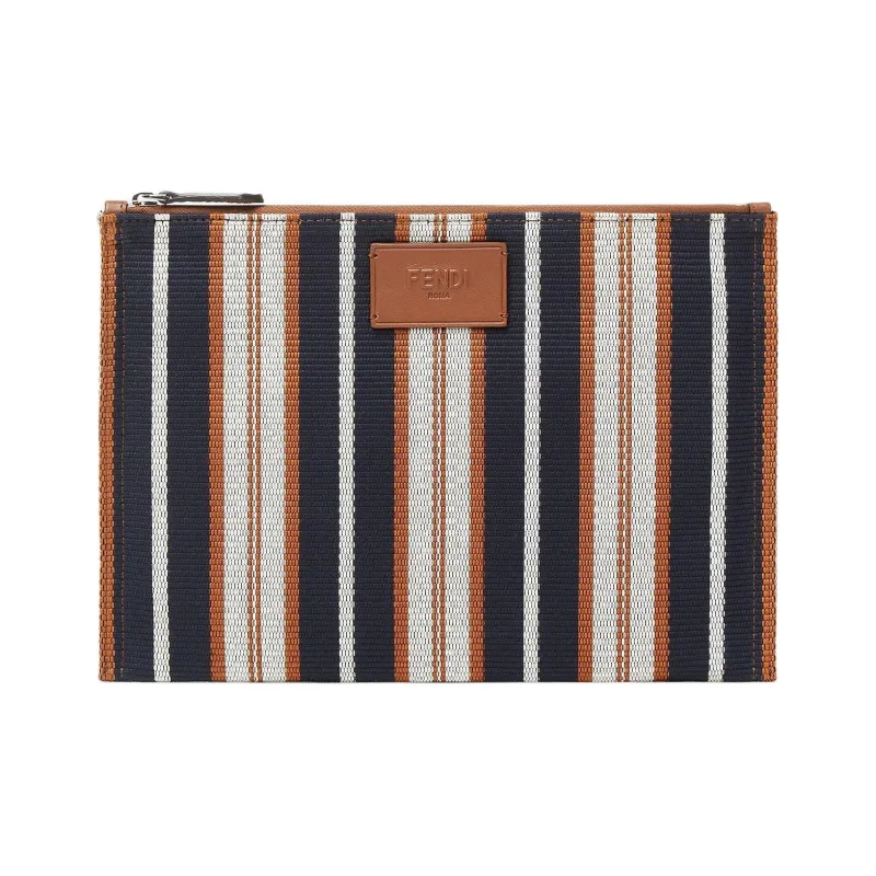FENDI Canvas Clutch Medium Size Women's Red, Brown & Multicolor-0