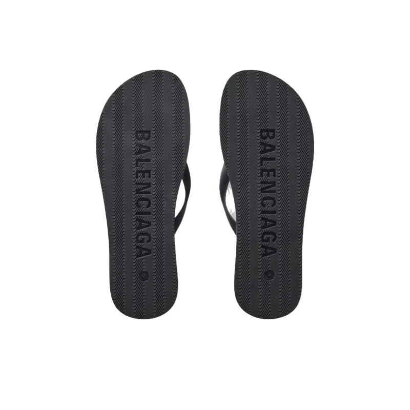 Balenciaga Abrasion Resistant Flip Flops Women's Black-6