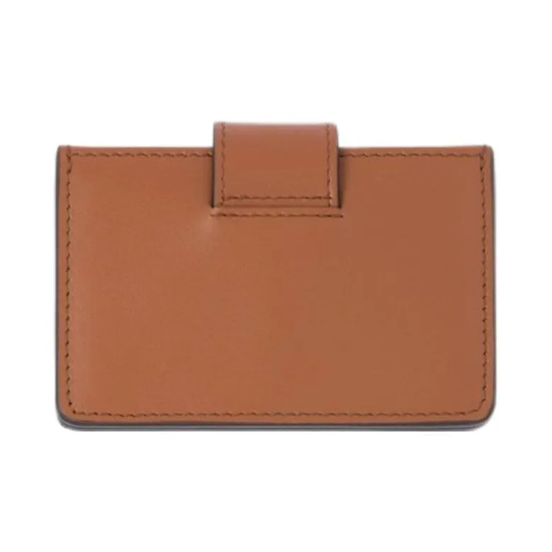 PRADA Cow Leather Card Holder Women's Brown-1