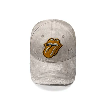 False Perception Cotton Baseball Caps Unisex Distressed White