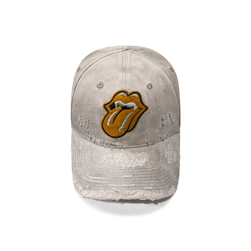 False Perception Cotton Baseball Caps Unisex Distressed White-0