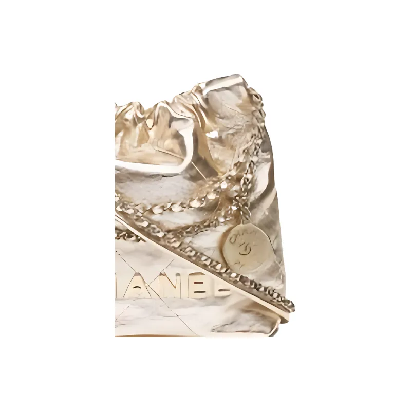 CHANEL 22Bag Cow Leather Shoulder Bag Mini Women's Champagne Gold-1