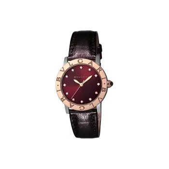 BVLGARI Wrist Watch Automatic Mechanical Movement Cow Leather Strap 33mm Red Watch Dial Women's Watch