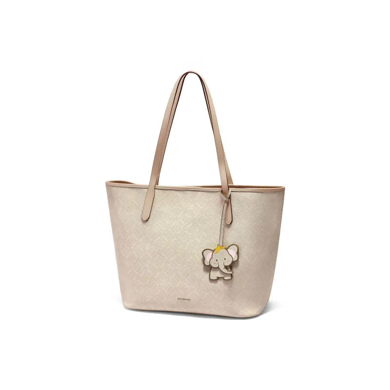 BELLE Vintage Monogram Versatile Commute Everyday Premium Shoulder Bag Tubas Women's White/Apricot-5