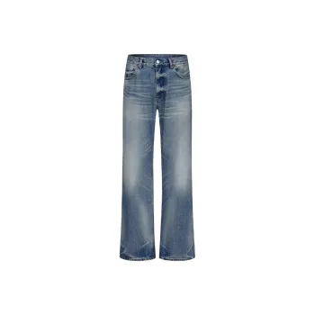 YICHEN Jeans Unisex Water Ripple Cow Ice Blue[Straight Fit Bootcut]