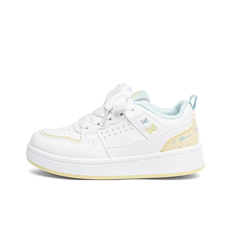 Warrior Abrasion Resistant Height Increasing Low Top Skateboard Shoes Women's White Yellow Moon-0