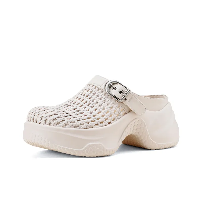 GOLDLION Abrasion Resistant Slip Resistant Closed Toe Slippers Women's Beige-1