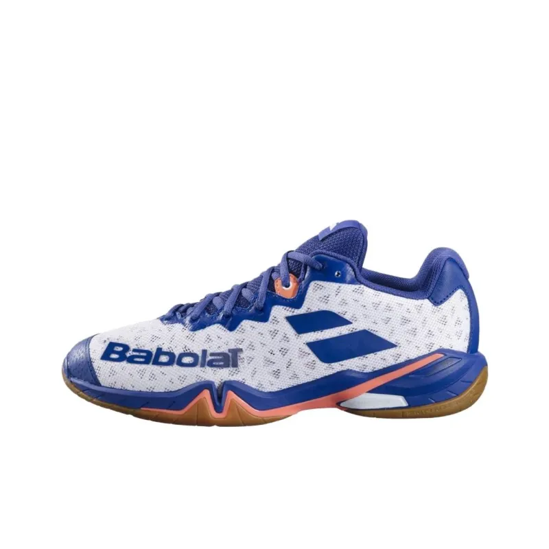 Babolat Anti Slip Wear Resistant Low Top Badminton Shoes Men's White Blue-0