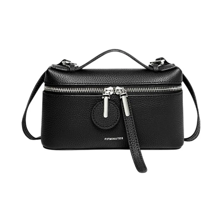 15 MINS Cow Leather Handbag Regular Women's Ecru & Apricot/Midnight Black-5