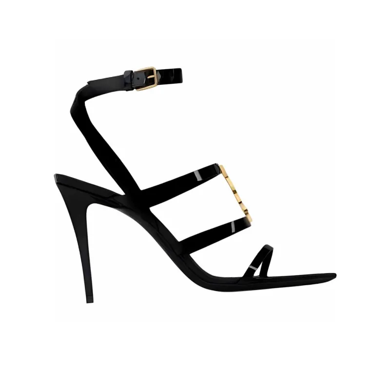 SAINT LAURENT CASSANDRE One Strap Sandals 9cm Unisex Black-1