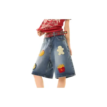 HOKLV Denim Shorts Unisex Dark Blue