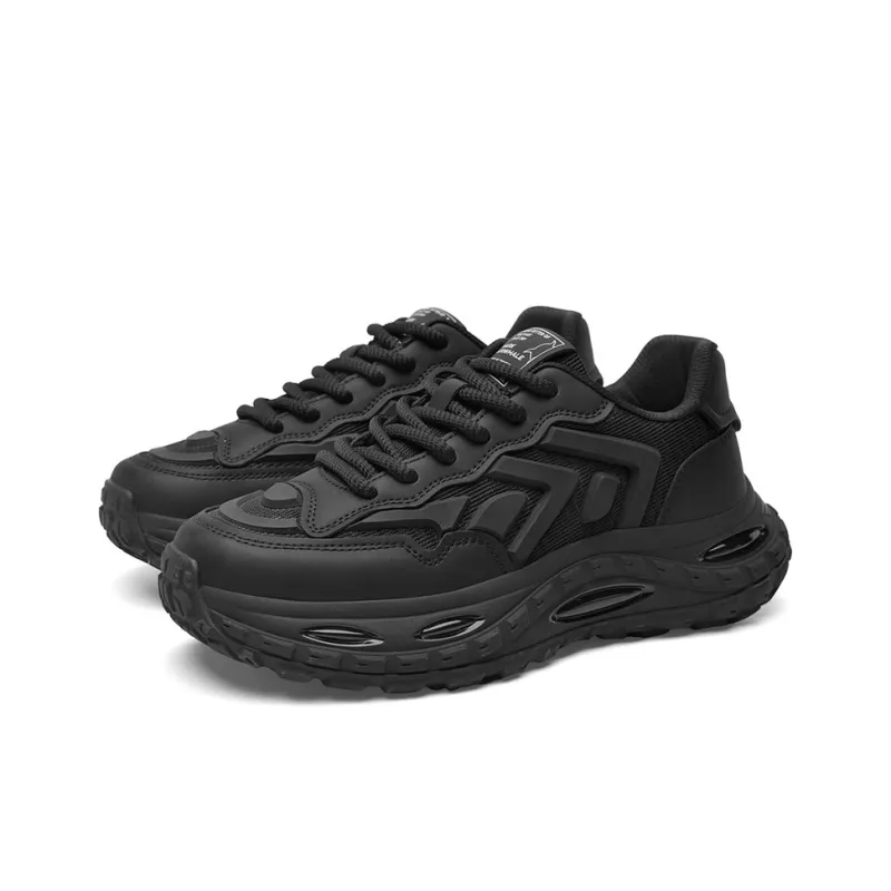 FAIRWHALE Cushioning, Breathable, Height Increasing Low Top Chunky Sneakers Men's Black-2