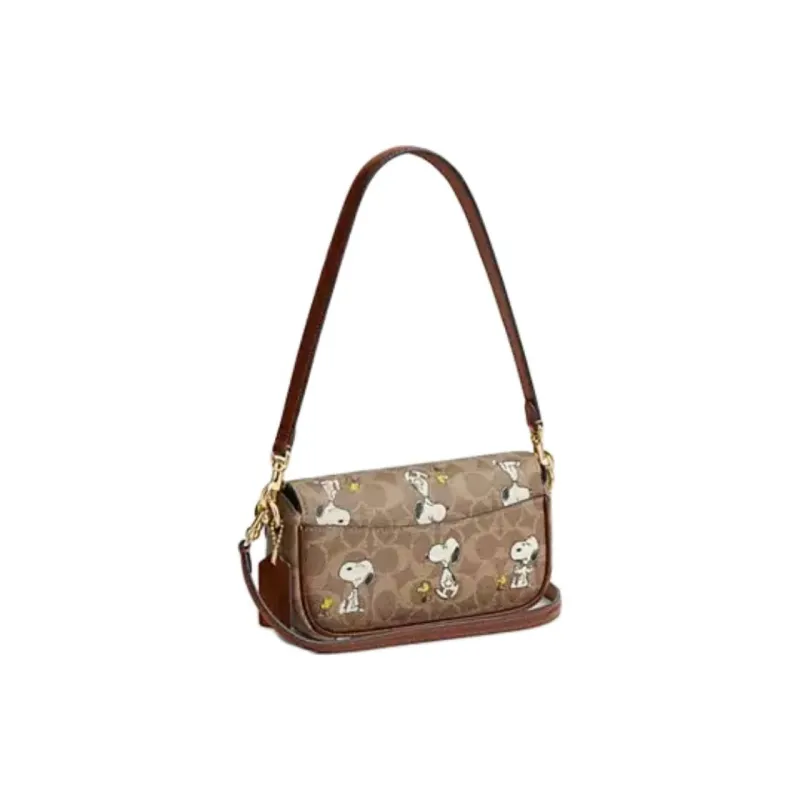 COACH Hailey Canvas Shoulder Bag Trumpets Women's Tan-1