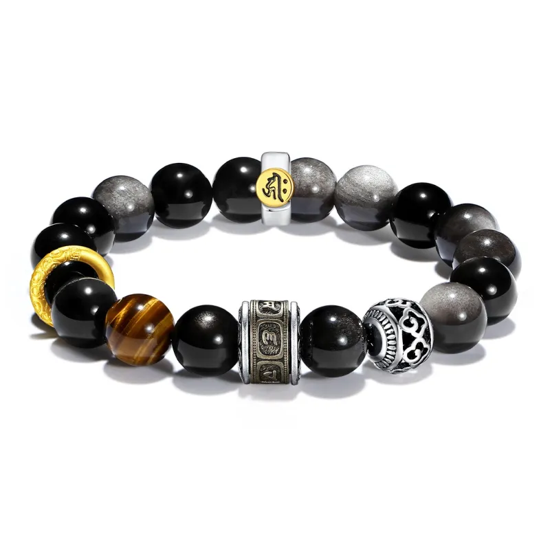 PUTUOSHANWENCHUANG Obsidian Bracelets Unisex-4
