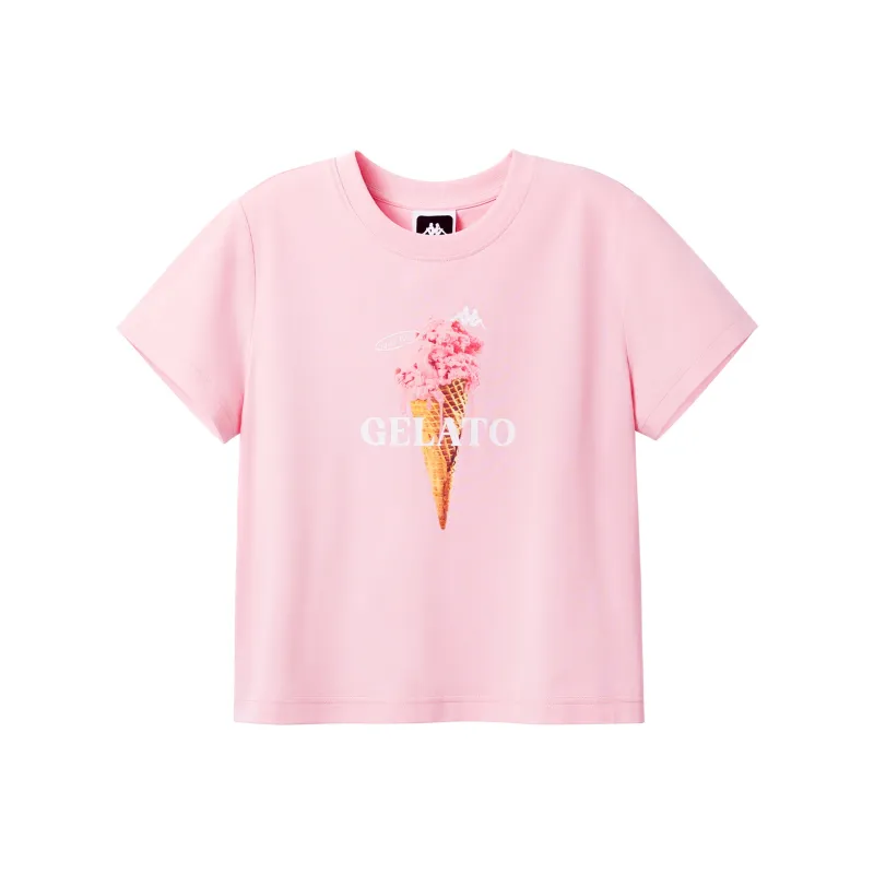 Kappa Casual Cartoon Sweet Style Print Short Sleeved Comfortable Versatile Loose Fit T Shirt Women's-11