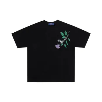 Wooden Rabbit Casual Versatile Fashion Minimalist Style Trendy Purple Rose Print Elbow Length Sleeved Men's