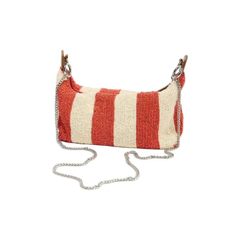 ZARA Polyester One Shoulder Handbag Women's Orange & Beige-2